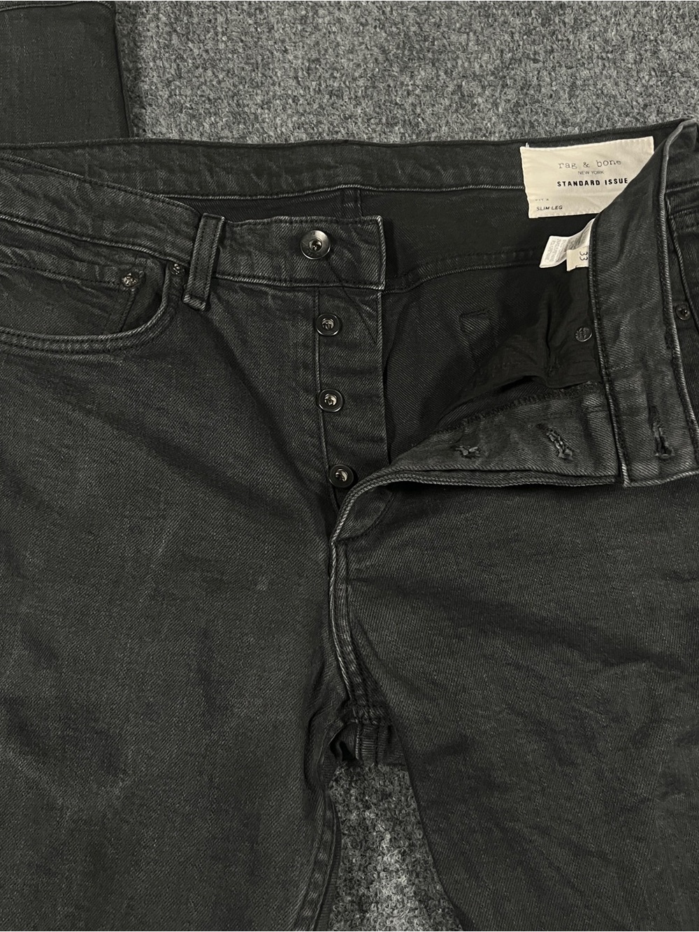 Rag & Bone Jeans Mens 34x30 Black Dark Wash Fit 2 Slim Straight Leg Denim Pants - Picture 2 of 9